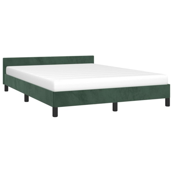 Estructura cama con cabecero terciopelo verde oscuro 140x200 cm