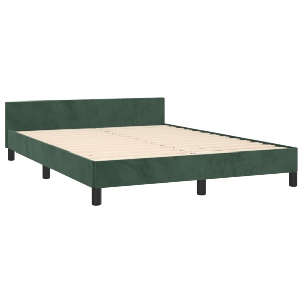 Estructura cama con cabecero terciopelo verde oscuro 140x200 cm