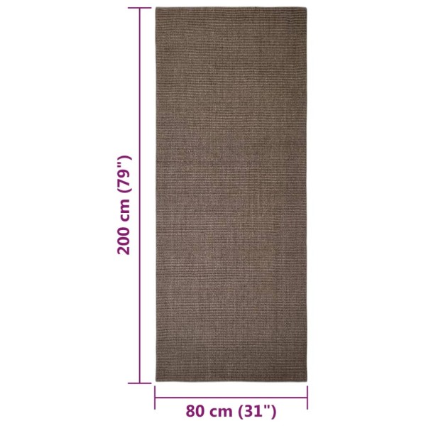 Alfombra de sisal para rascador marrón 80x200 cm