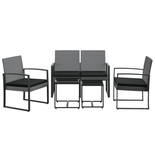 Set comedor jardín 5 pzas cojines PP aspecto ratán gris oscuro