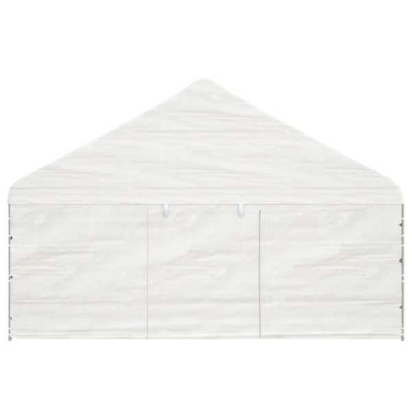 Cenador con techo polietileno blanco 5,88x2,23x3,75 m