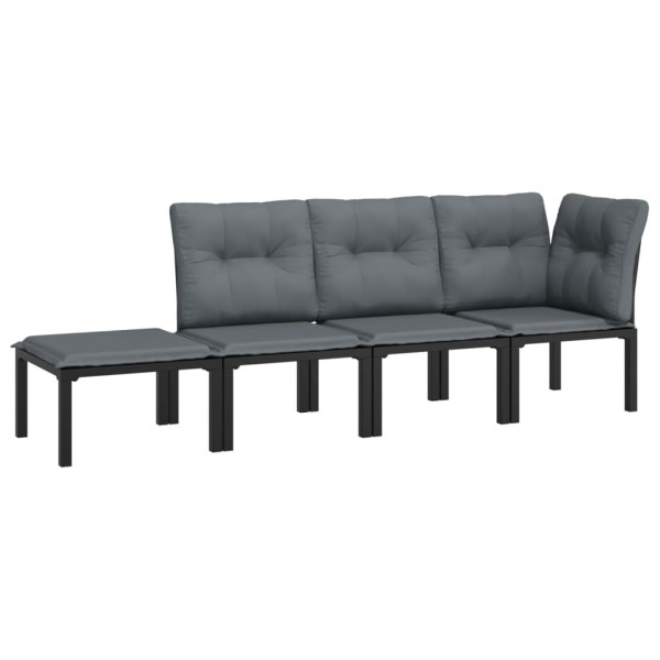 Set de muebles de jardín 4 piezas ratán sintético negro y gris