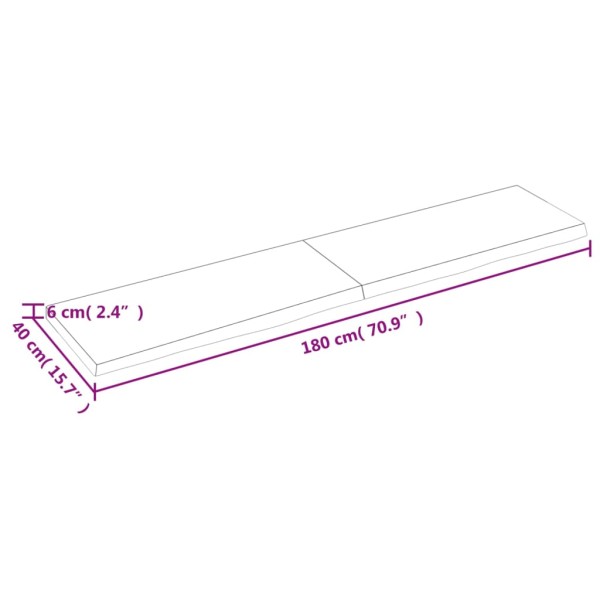 Estante de pared madera maciza roble sin tratar 180x40x(2-6) cm