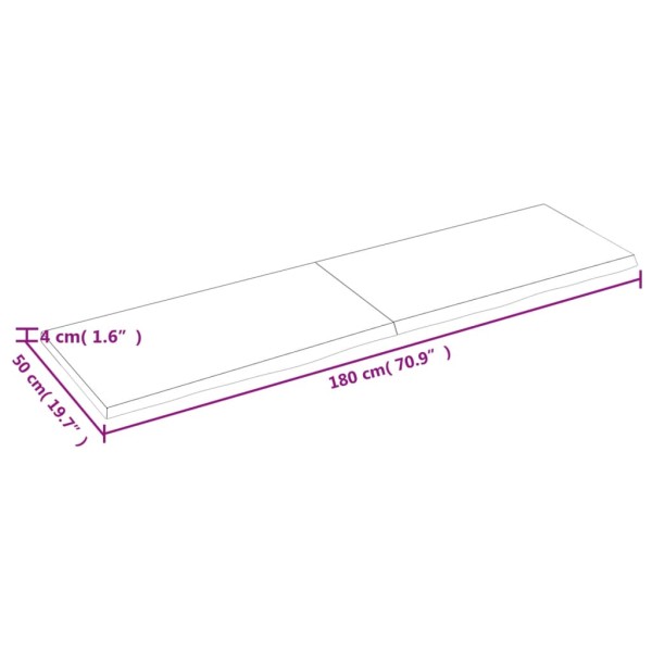 Estante de pared madera maciza roble sin tratar 180x50x(2-4) cm