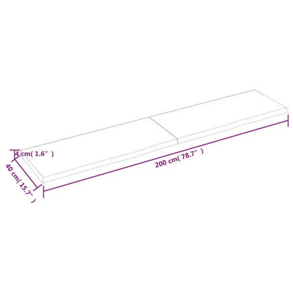 Estante pared madera roble tratada marrón claro 200x40x(2-4) cm