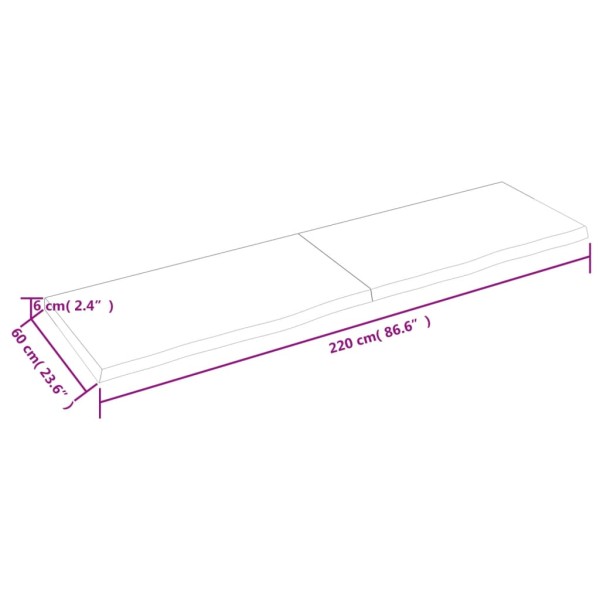 Estante pared madera roble tratada marrón claro 220x60x(2-6) cm