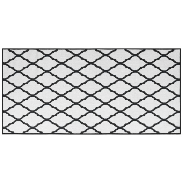 Alfombra de exterior gris y blanca reversible 100x200 cm