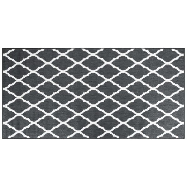 Alfombra de exterior gris y blanca reversible 100x200 cm