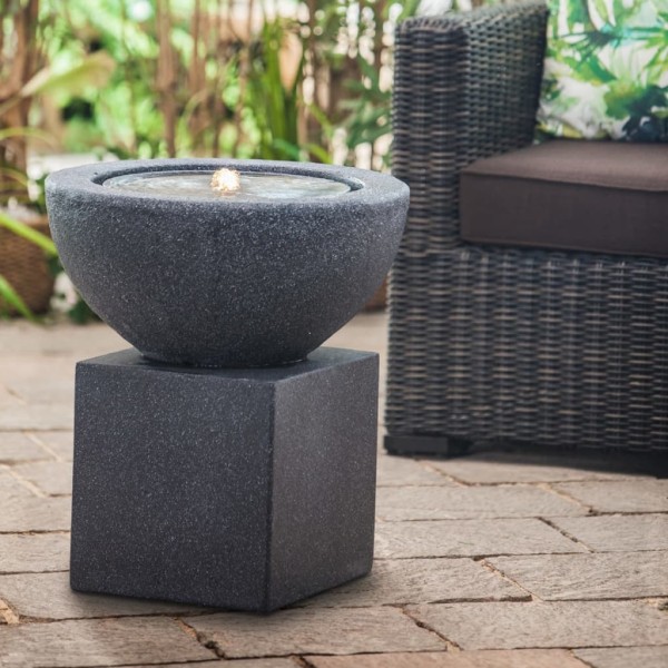 HEISSNER Cubo para fuente de terraza negro 31x31x31 cm