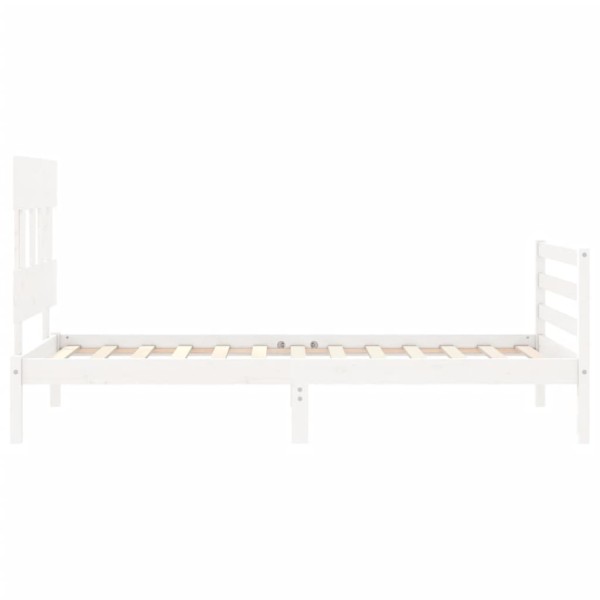 Estructura de cama con cabecero madera maciza blanco 100x200 cm