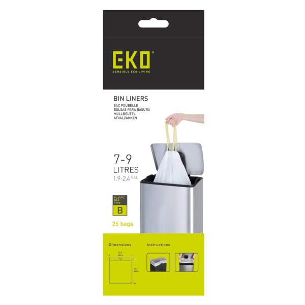 EKO Set de bolsas de basura "B" 7-9 L 24x25 piezas blanco