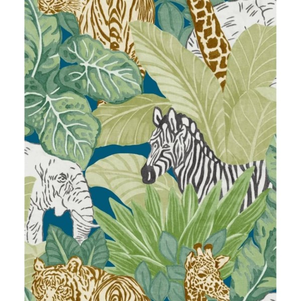 Good Vibes Papel de pared Jungle Animals verde y negro