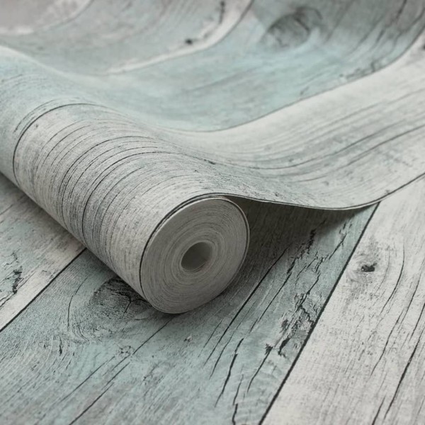 Topchic Papel de pared Wooden Planks gris y azul