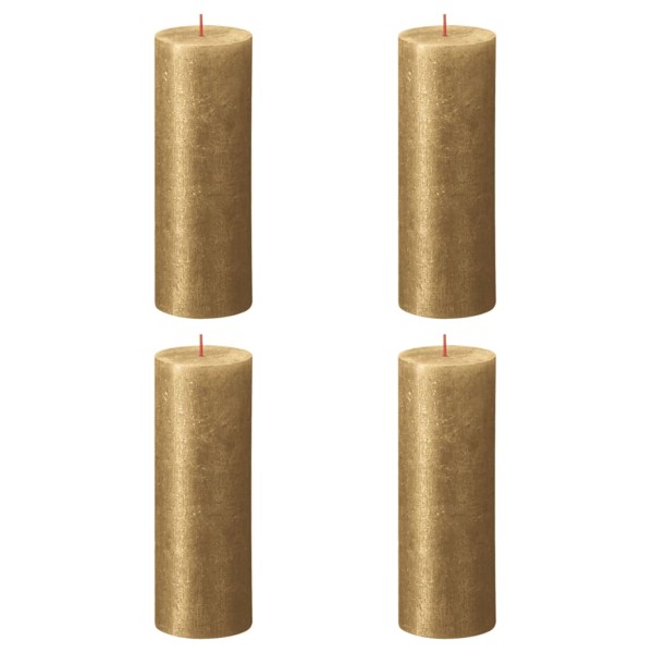 Bolsius Velas rústicas Shimmer 4 unidades dorado 190x68 mm