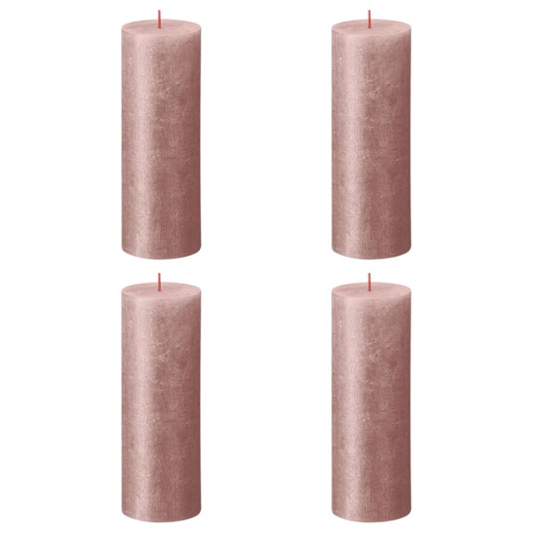 Bolsius Velas rústicas Shimmer 4 unidades rosa 190x68 mm