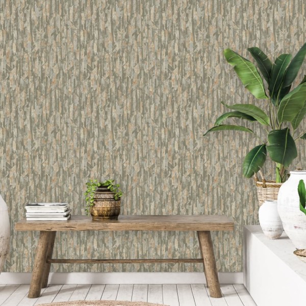 DUTCH WALLCOVERINGS Papel pintado Phoenix verde y beige