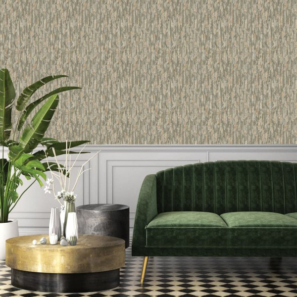 DUTCH WALLCOVERINGS Papel pintado Phoenix verde y beige