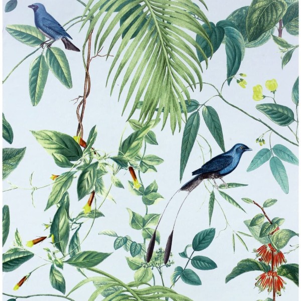 DUTCH WALLCOVERINGS Papel pintado Exotic Garden azul y verde