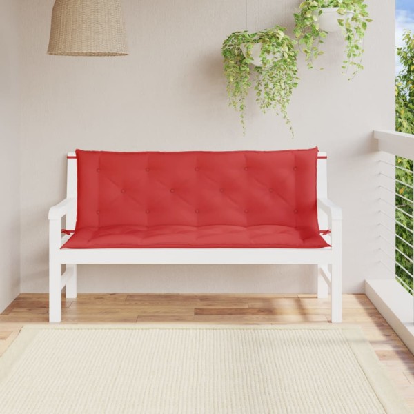 Cojines de banco de jardín 2 uds tela Oxford rojo 150x50x7 cm