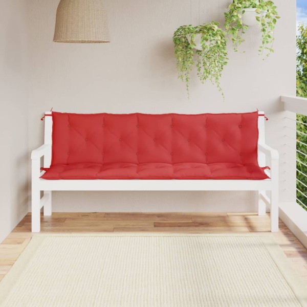 Cojines de banco de jardín 2 uds tela Oxford rojo 180x50x7 cm