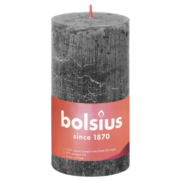 Bolsius Velas rústicas Shine 4 unidades gris tormentoso 130x68