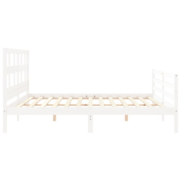 Estructura de cama con cabecero madera maciza blanco 200x200 cm