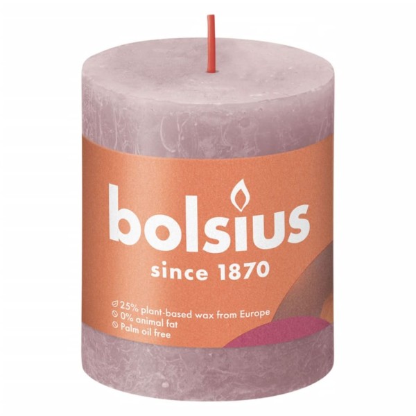 Bolsius Velas rústicas Shine 4 unidades rosa ceniza 80x68 mm