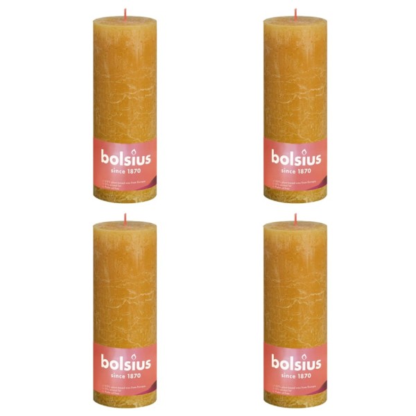 Bolsius Velas rústicas Shine 4 unidades panal amarillo 190x68 mm