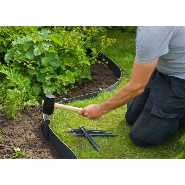 Nature Piquetas de anclaje para jardín 10 uds pequeñas negro