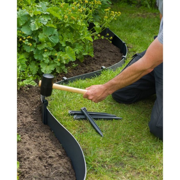 Nature Piquetas de anclaje para jardín 10 uds pequeñas negro