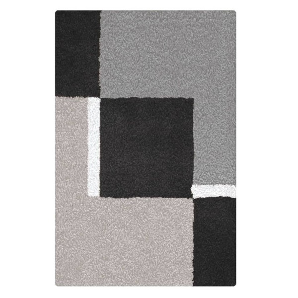 Kleine Wolke Alfombra de baño Dakota platino gris y negro 55x65 cm