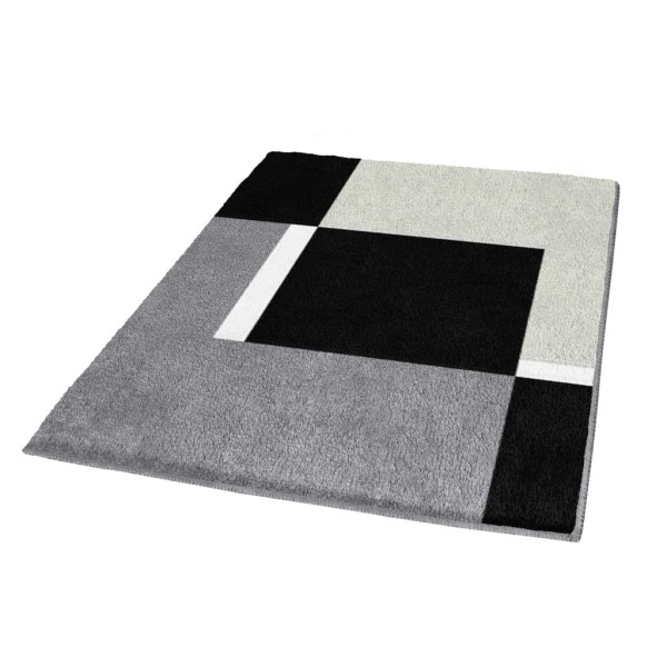 Kleine Wolke Alfombra de baño Dakota platino gris y negro 55x65 cm