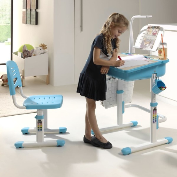 Vipack Escritorio niños regulable Comfortline 301 y silla azul blanco