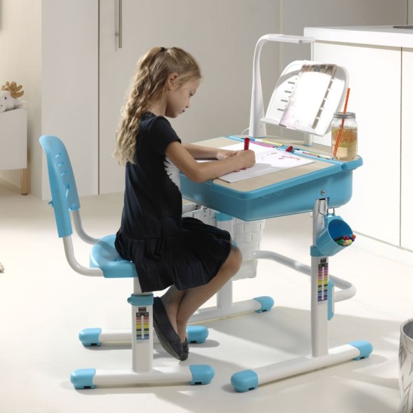 Vipack Escritorio niños regulable Comfortline 301 y silla azul blanco