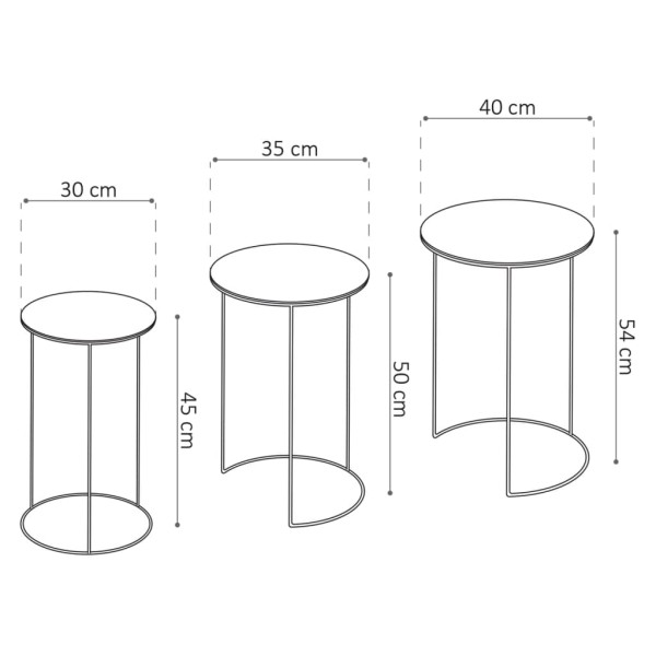 Rousseau Juego de mesa auxiliar de 3 piezas Tiziano metal multicolor