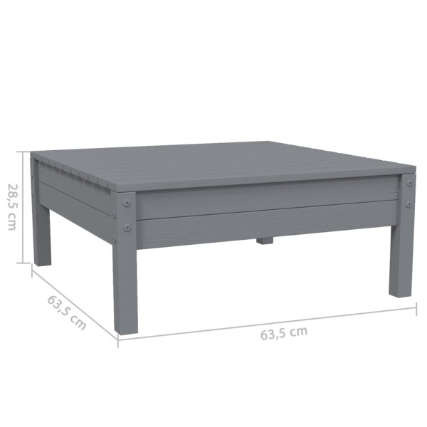 Juego muebles de jardín 3 pzas cojines gris madera pino maciza