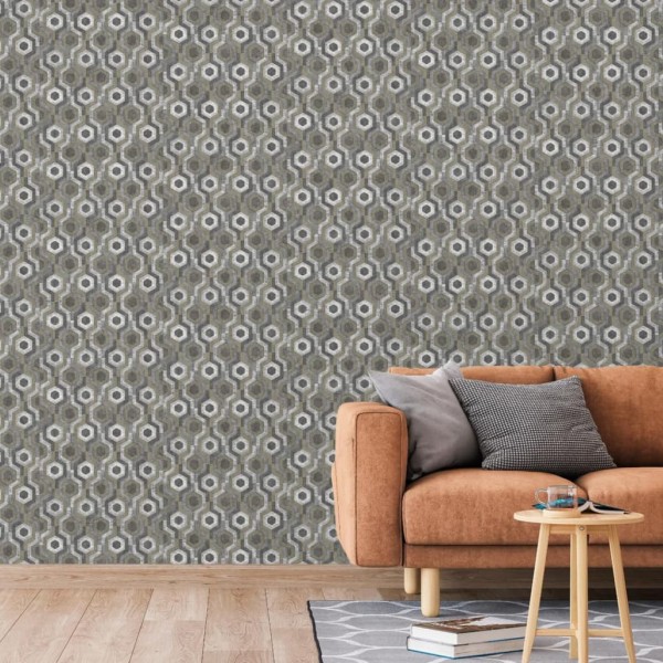 DUTCH WALLCOVERINGS Papel pintado Galactic plateado y marrón