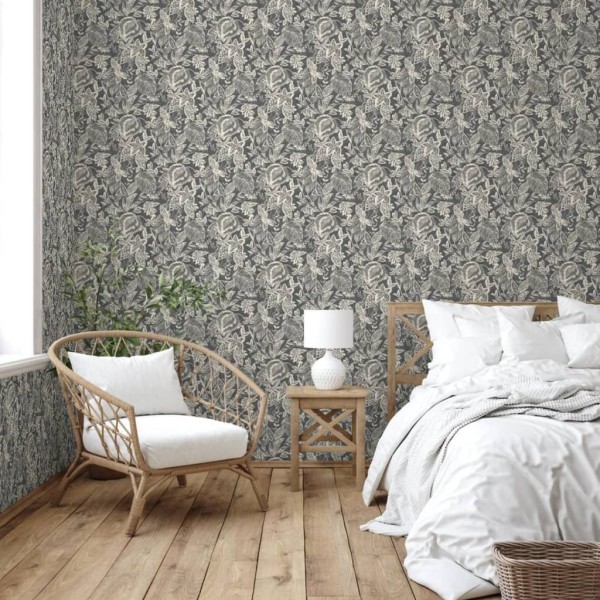 DUTCH WALLCOVERINGS Papel pintado Mae negro y beige