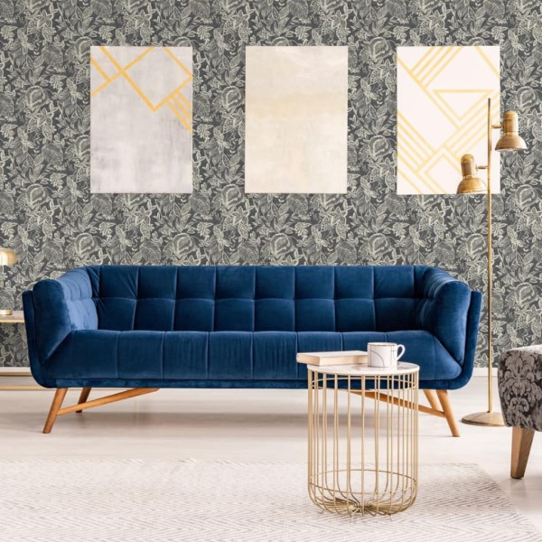 DUTCH WALLCOVERINGS Papel pintado Mae negro y beige