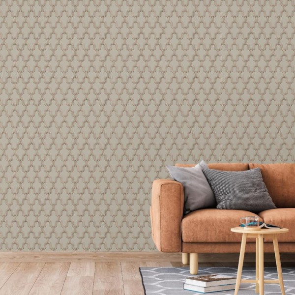 DUTCH WALLCOVERINGS Papel pintado Geometric dorado y verde