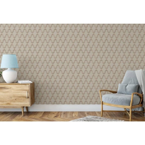 DUTCH WALLCOVERINGS Papel pintado Geometric dorado y verde