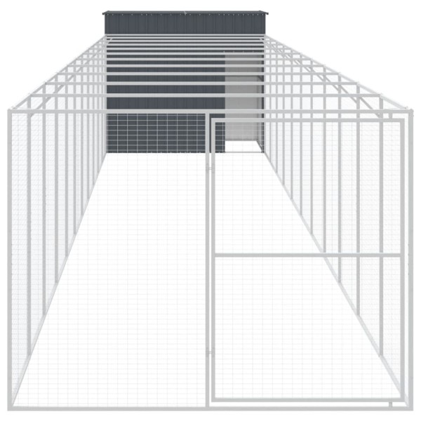 Caseta perros con corral acero galvanizado gris 214x1273x181 cm