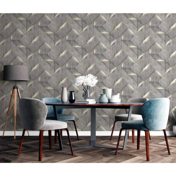 DUTCH WALLCOVERINGS Papel pintado Onyx gris oscuro