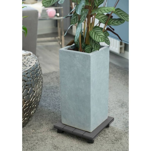 Nature Soporte con ruedas para plantas cuadrado WPC gris 30x30