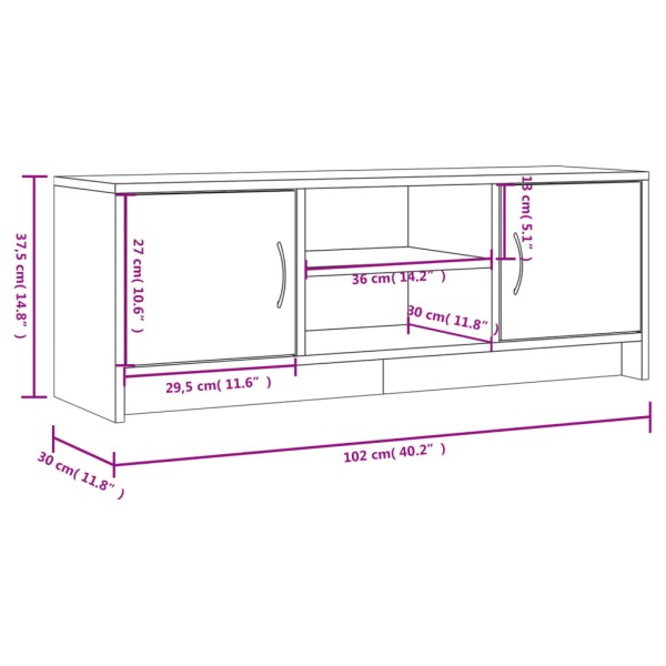 Mueble de TV madera de ingeniería roble ahumado 102x30x37,5 cm