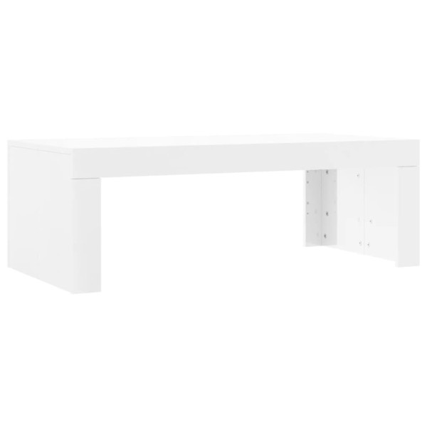 Mesa de centro madera de ingeniería blanco brillo 102x50x36 cm