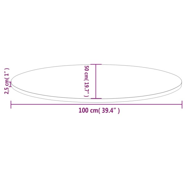 Tablero de mesa ovalado madera maciza pino blanco 100x50x2,5 cm