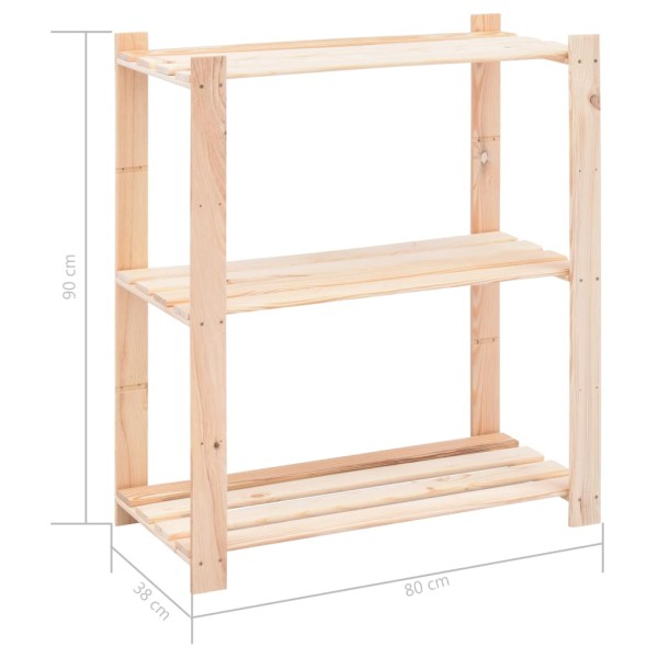 Estantería 3 niveles 2 unidades madera pino maciza 150 kg