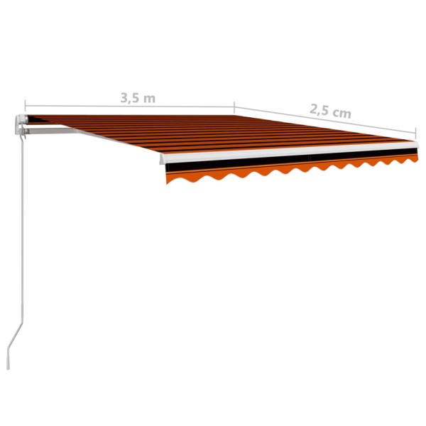 Toldo retráctil manual naranja y marrón 350x250 cm