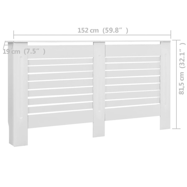 Cubiertas para radiador 2 unidades MDF blanco 152x19x81,5 cm